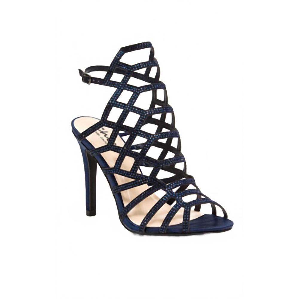 NEW LADY COUTURE women's strappy sandal with diamond stones in navy